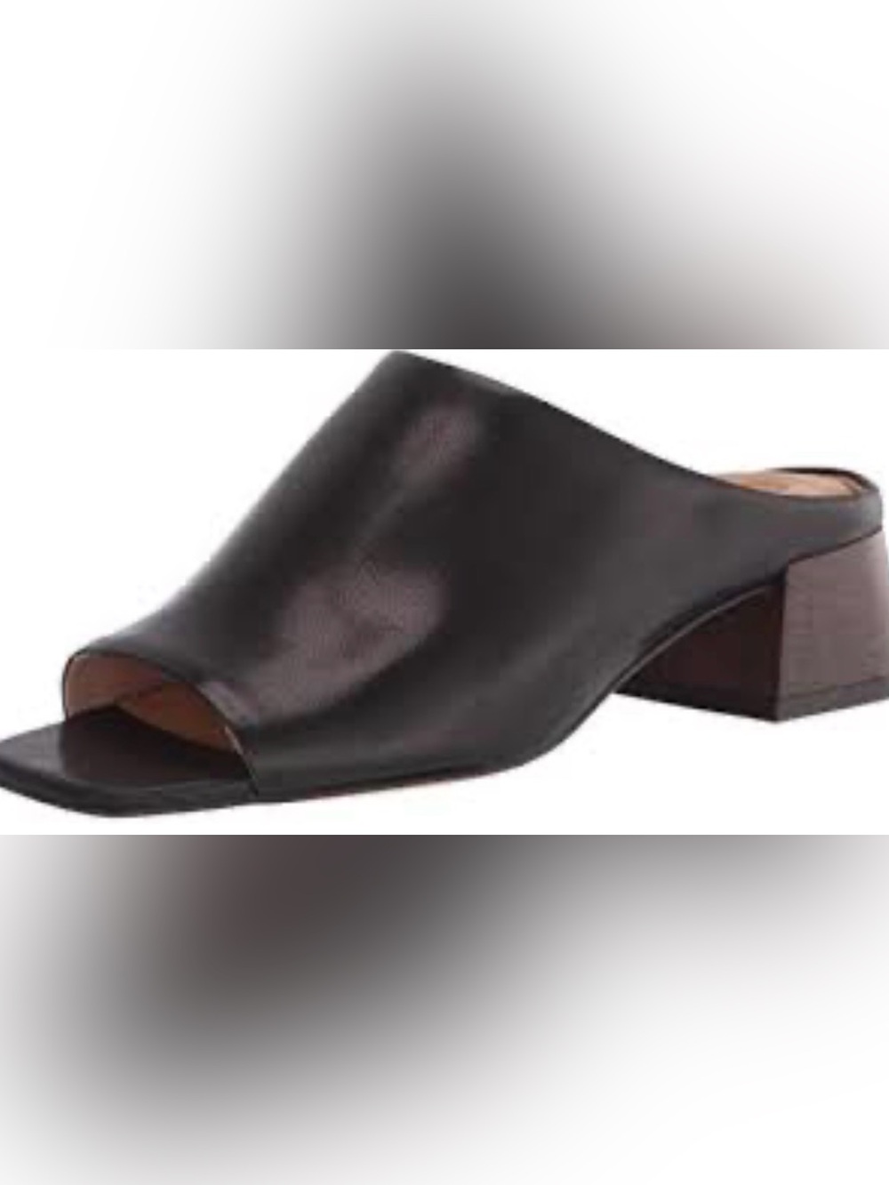 Corso Como Black Leather Open-Toe Block Heel Mule